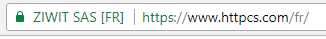 Green padlock in the URL bar