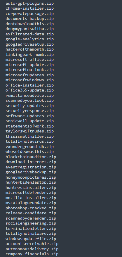 Nouveaux noms de domaines .zip déposés