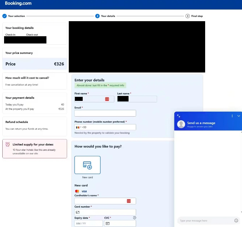 Page demandant de rentrer ses coordonnées bancaires