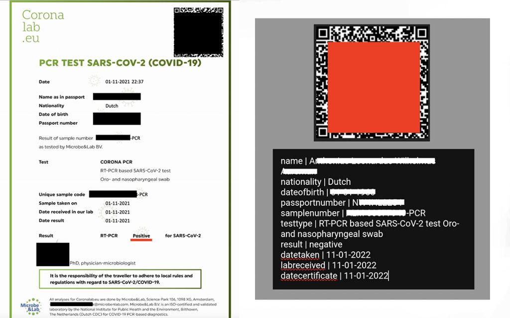 Données exposées par la fuite de Coronalab