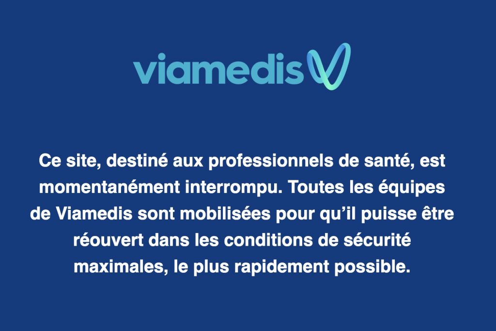 Message présent sur le site Viamedis après la cyberattaque