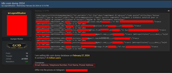 Epsilon Group claiming LDLC data theft