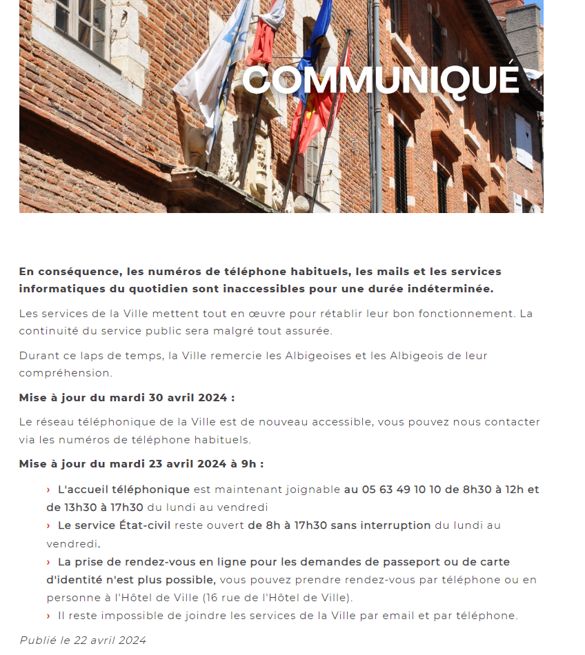 Communiqué de presse d'Albi