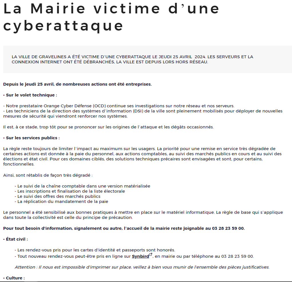 Communiqué de presse de Gravelines
